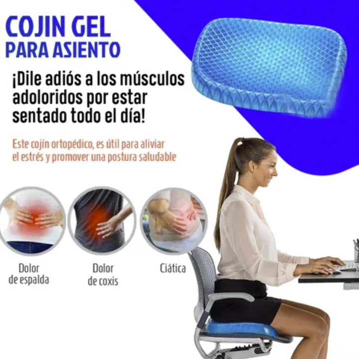 Asiento Cojín de gel Ortopédico (1000 GR) Grueso, Flexible y Confortable