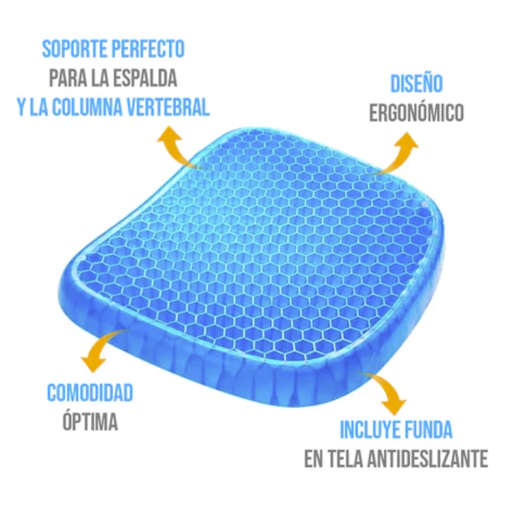 Asiento Cojín de gel Ortopédico (1000 GR) Grueso, Flexible y Confortable