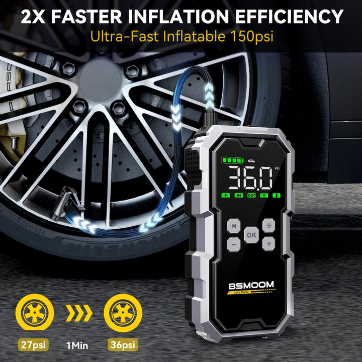 BSMOOM 7000A Jump Starter + Air Pump | All-in-One Car Emergency Power Bank