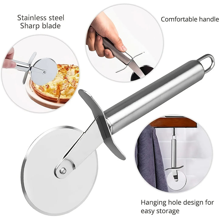 Professional Stainless Steel Pizza Cutter Wheel – Effortless Slicing for Pizza, Dough & More