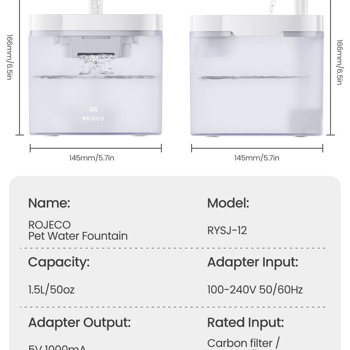 ROJECO Smart Cat Water Fountain – Automatic Circulating Pet Water Dispenser
