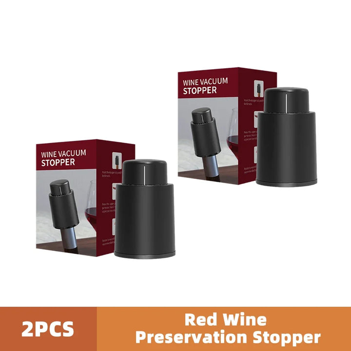 1/2pc Vacuum Wine Bottle Cap Stopper Sealed Storage Vacuum Memory Wine Stopper Push Style Barware Wine Cork Black Bar Tools