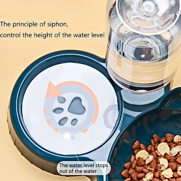 3-in-1 Tilted Cat Bowl Set with Gravity Water Feeder