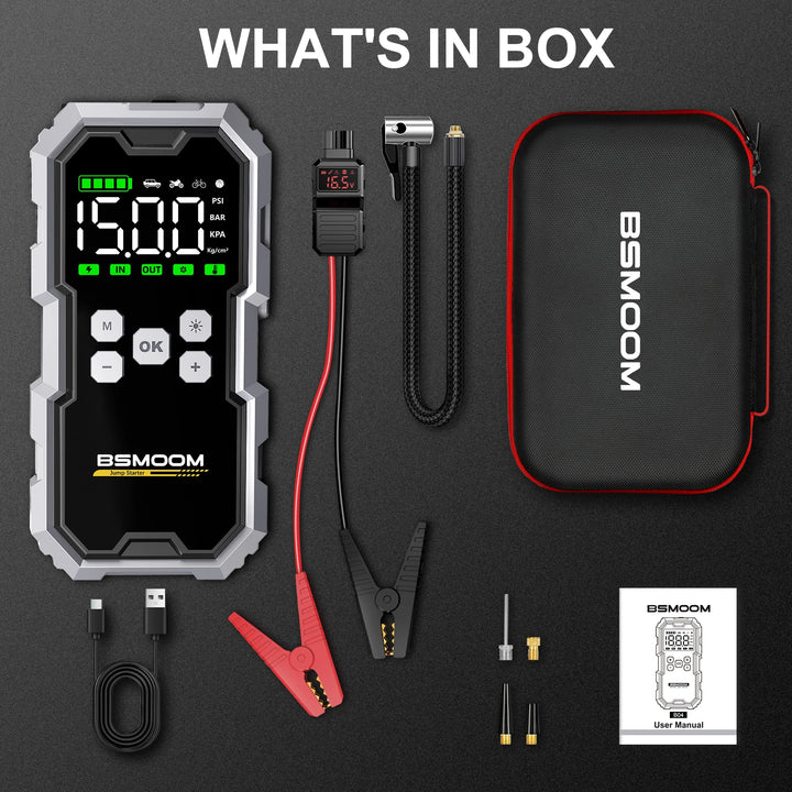 BSMOOM 7000A Jump Starter + Air Pump | All-in-One Car Emergency Power Bank