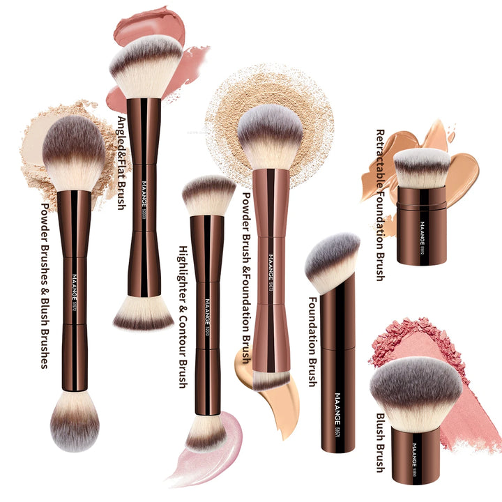 MAANGE Dual-Ended Makeup Brush – Professional Foundation & Contour Brush