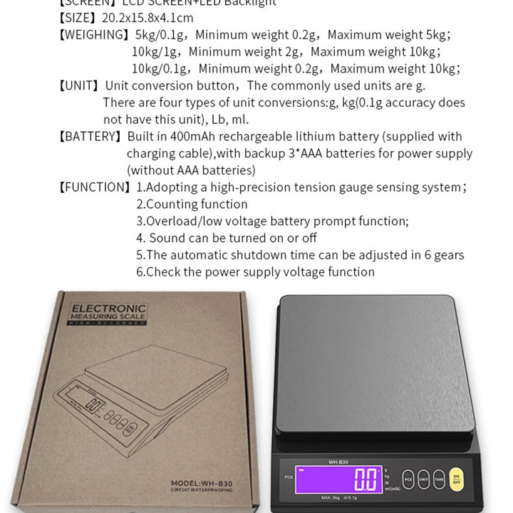 Professional Digital Kitchen Scale – High-Precision, Fully Waterproof & Multifunctional