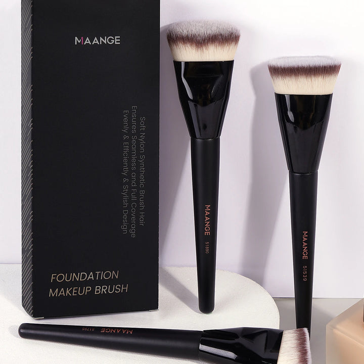MAANGE 3pcs Makeup Brush Set Angle Round Flat Head Foundation Brush Soft Bristle With Box Skin-friendly Makeup Tool for Beauty