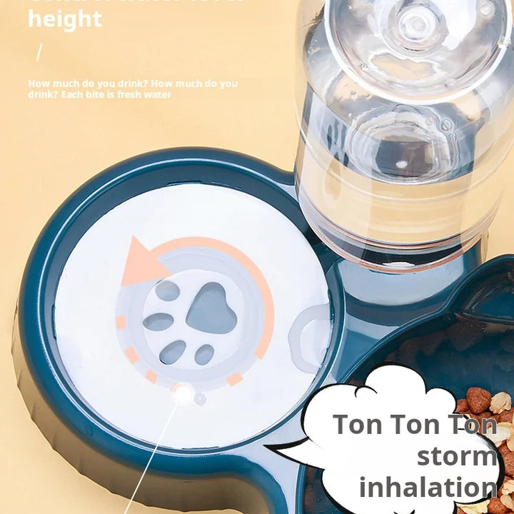 3-in-1 Tilted Cat Bowl Set with Gravity Water Feeder
