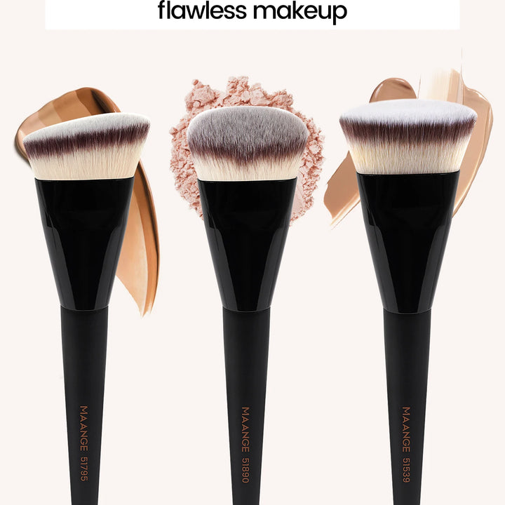 MAANGE 3pcs Makeup Brush Set Angle Round Flat Head Foundation Brush Soft Bristle With Box Skin-friendly Makeup Tool for Beauty