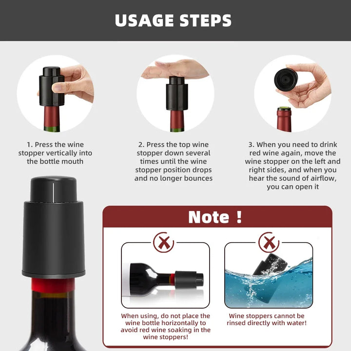 1/2pc Vacuum Wine Bottle Cap Stopper Sealed Storage Vacuum Memory Wine Stopper Push Style Barware Wine Cork Black Bar Tools
