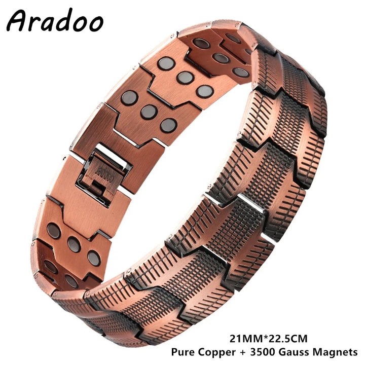 ARADOO Men’s Pure Copper Magnetic Bracelet – Stylish Adjustable Healing Jewelry