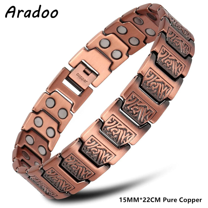 ARADOO Men’s Pure Copper Magnetic Bracelet – Stylish Adjustable Healing Jewelry