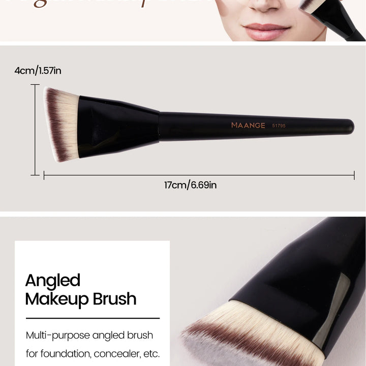 MAANGE 3pcs Makeup Brush Set Angle Round Flat Head Foundation Brush Soft Bristle With Box Skin-friendly Makeup Tool for Beauty