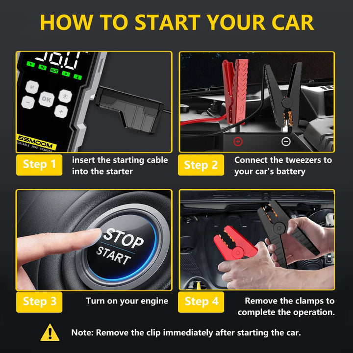 BSMOOM 7000A Jump Starter + Air Pump | All-in-One Car Emergency Power Bank