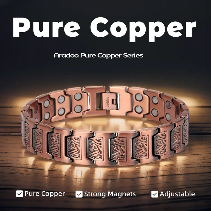ARADOO Men’s Pure Copper Magnetic Bracelet – Stylish Adjustable Healing Jewelry