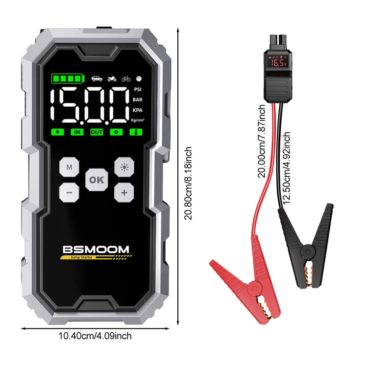 BSMOOM 7000A Jump Starter + Air Pump | All-in-One Car Emergency Power Bank