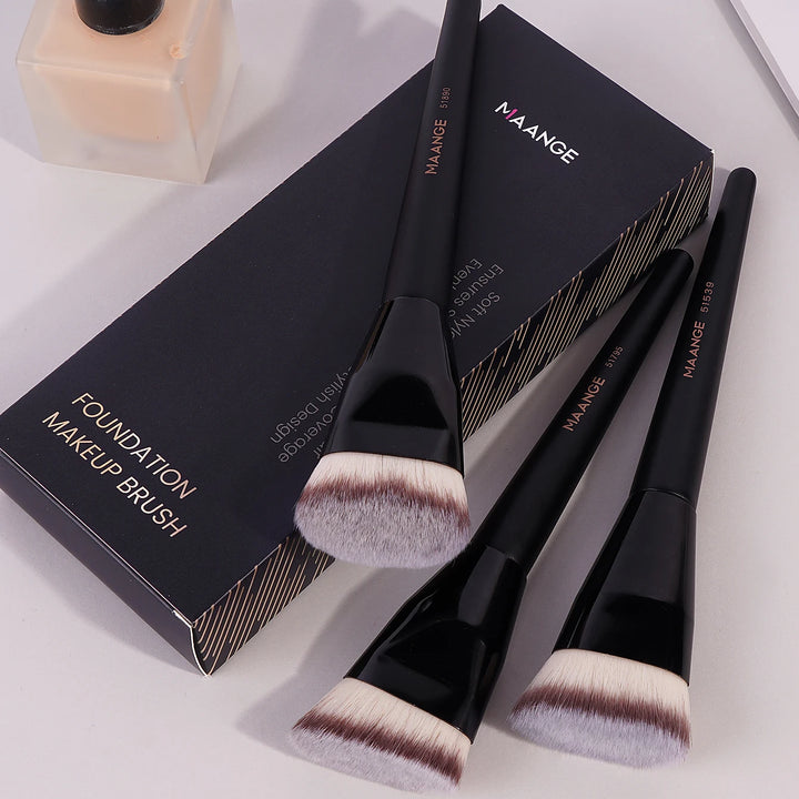 MAANGE 3pcs Makeup Brush Set Angle Round Flat Head Foundation Brush Soft Bristle With Box Skin-friendly Makeup Tool for Beauty
