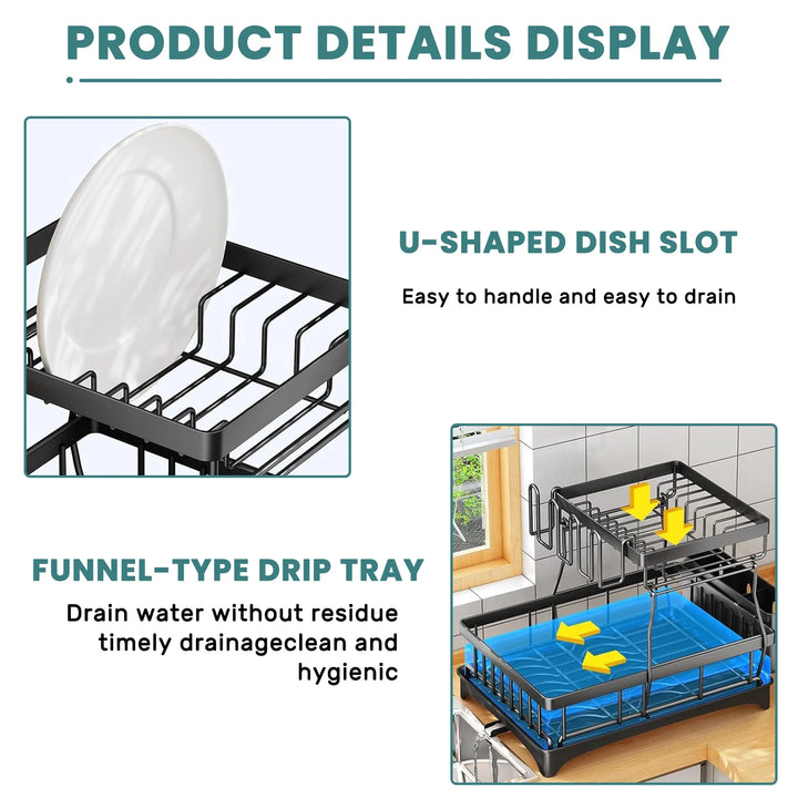 Large 2-Tier Dish Drying Rack – Space-Saving, High-Capacity Draining Solution