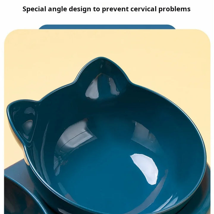 3-in-1 Tilted Cat Bowl Set with Gravity Water Feeder