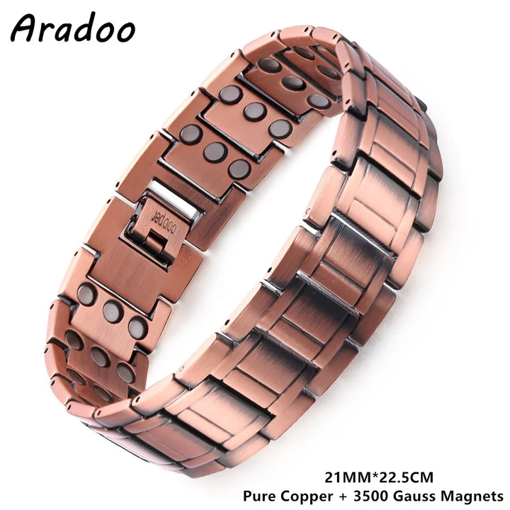 ARADOO Men’s Pure Copper Magnetic Bracelet – Stylish Adjustable Healing Jewelry