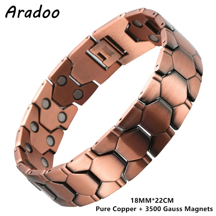 ARADOO Men’s Pure Copper Magnetic Bracelet – Stylish Adjustable Healing Jewelry