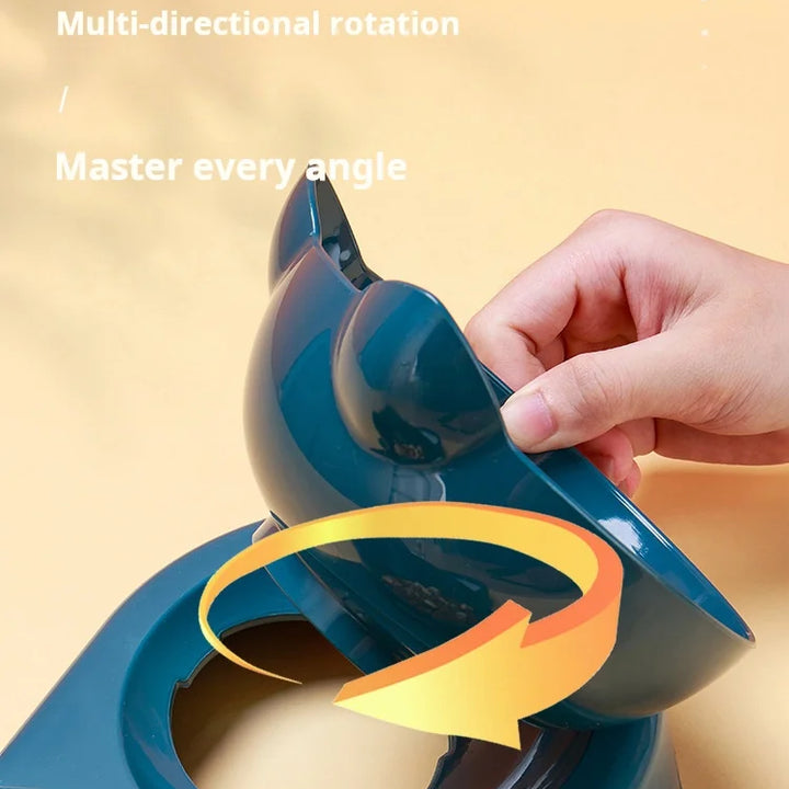 3-in-1 Tilted Cat Bowl Set with Gravity Water Feeder