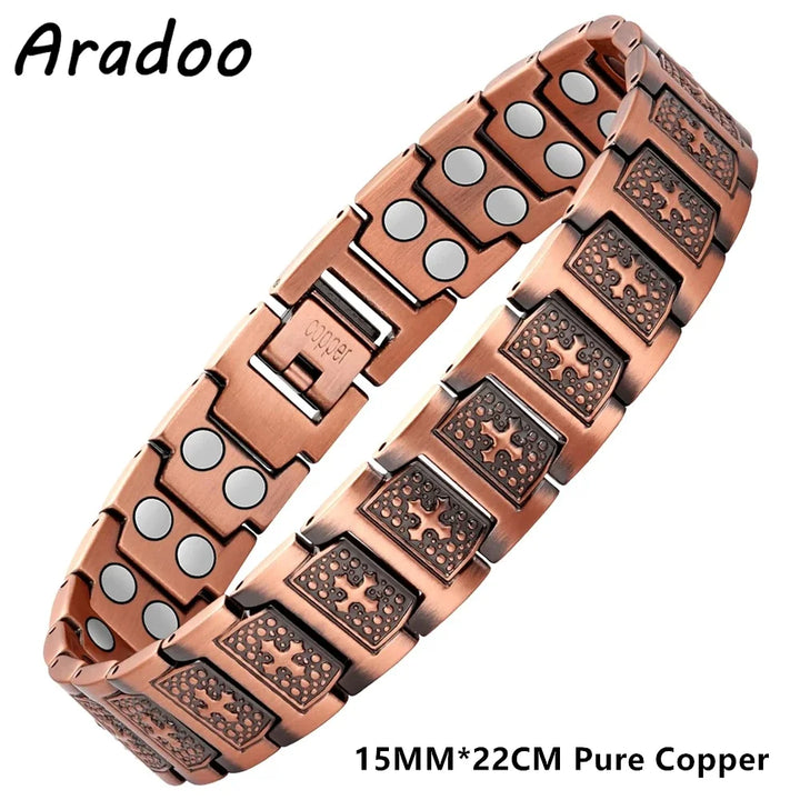 ARADOO Men’s Pure Copper Magnetic Bracelet – Stylish Adjustable Healing Jewelry